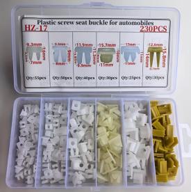 SQUARE BASE PLASTIC CLIPS 230 PCS 6 SIZE