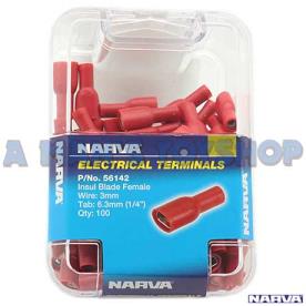 RED FEMALE BLADE 3MM WIRE TERMINAL 100PC