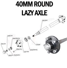 AXLE 1650MM x 40MM ROUND W/ HQ HUBS