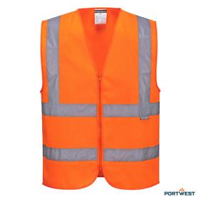 HI-VIS ZIPPED BAND SAFETY VEST ORANGE 2X