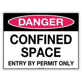 DANGER CONFINED SPACE METAL SIGN 300X225